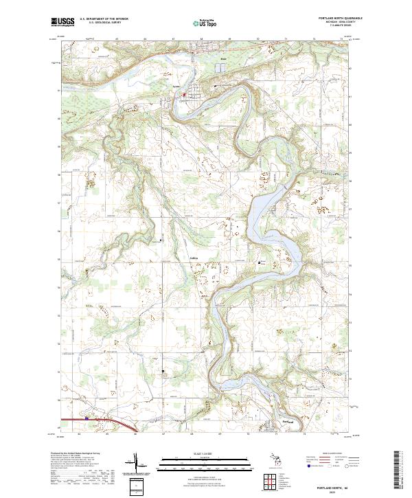 Portland North, MI — USGS 7.5-minute topo (2023)
