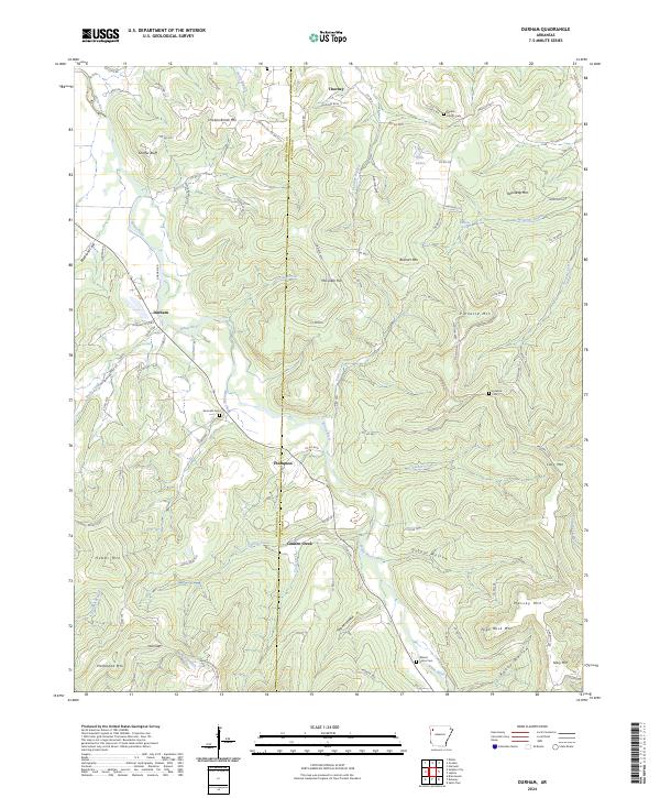 Durham, AR — USGS 7.5-minute topo (2024)