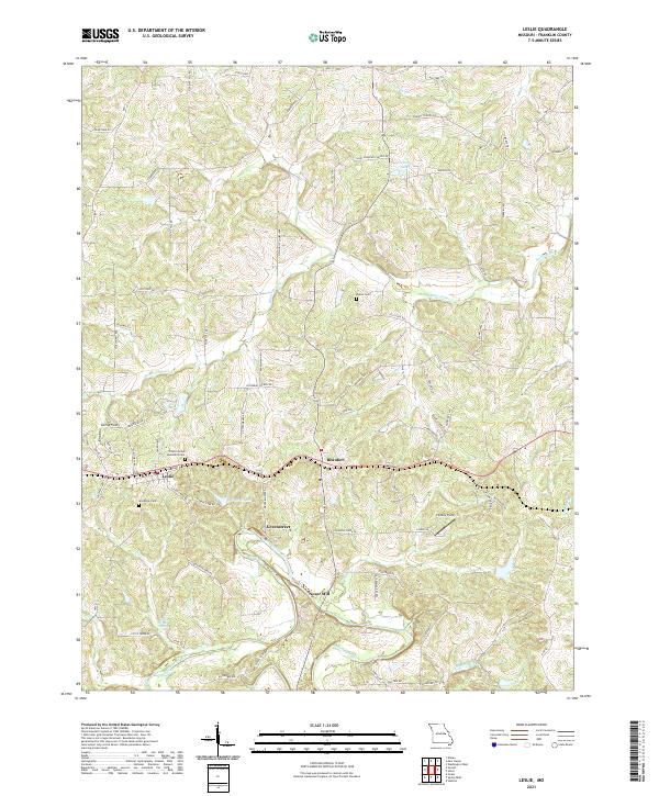 Leslie, MO — USGS 7.5-minute topo (2021)