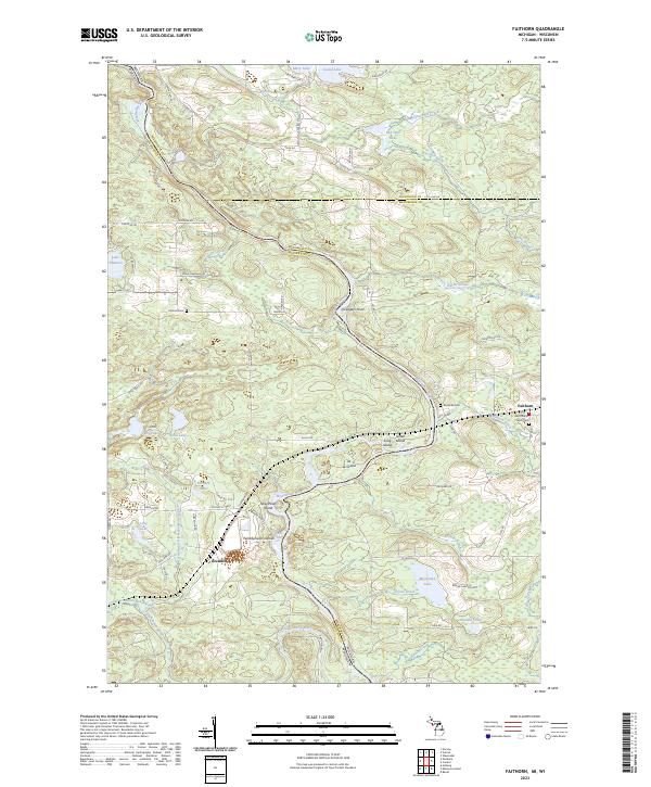 Faithorn, MI-WI — USGS 7.5-minute topo (2023)
