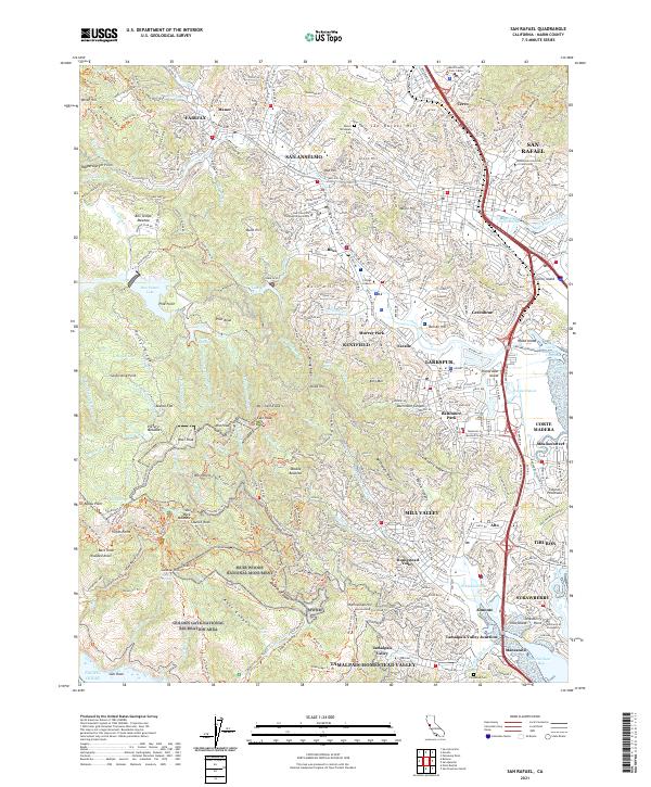San Rafael, CA — USGS 7.5-minute topo (2021)