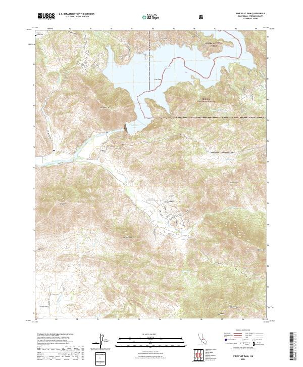 Pine Flat Dam, CA — USGS 7.5-minute topo (2021)