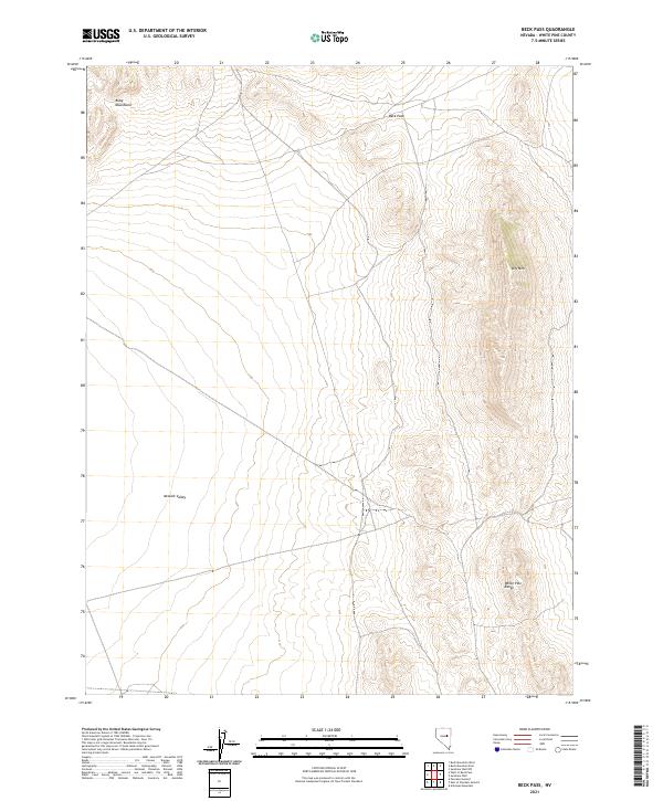 Beck Pass, NV — USGS 7.5-minute topo (2021)