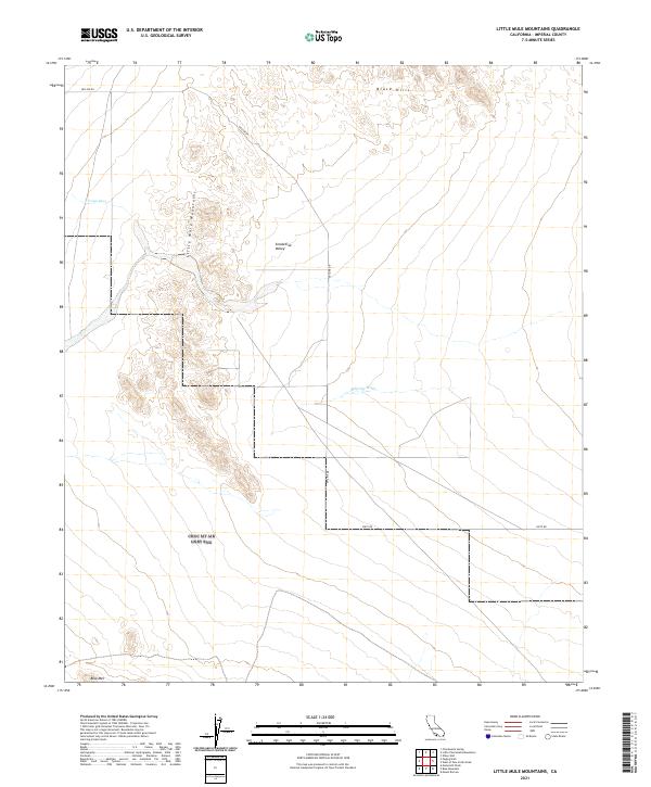 Little Mule Mountains, CA — USGS 7.5-minute topo (2021)