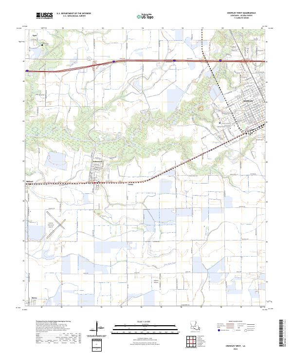 Crowley West, LA — USGS 7.5-minute topo (2024)