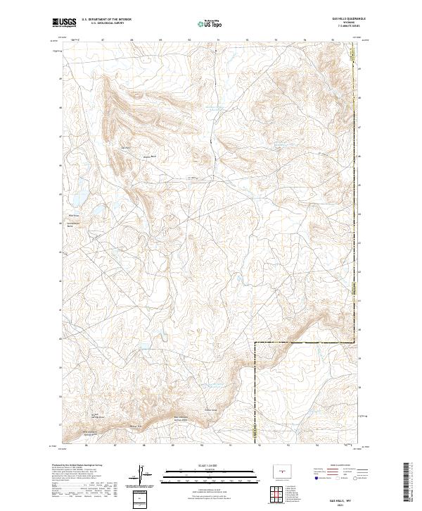 Gas Hills, WY — USGS 7.5-minute topo (2021)