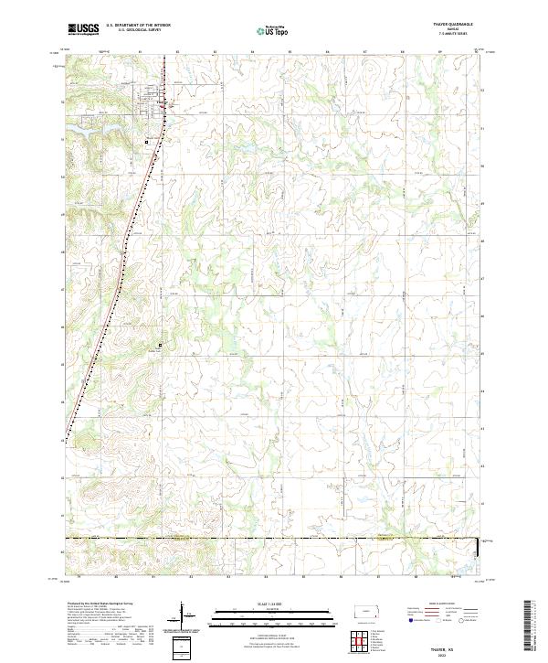 Thayer, KS — USGS 7.5-minute topo (2022)