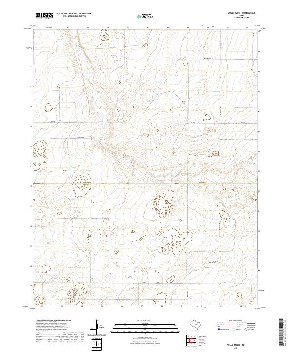 Wells Ranch, TX — USGS 7.5-minute topo (2022)
