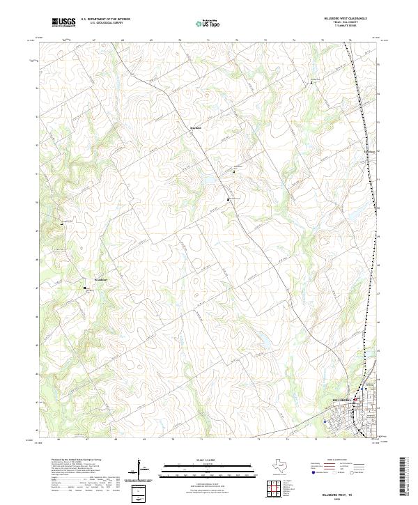 Hillsboro West, TX — USGS 7.5-minute topo (2022)