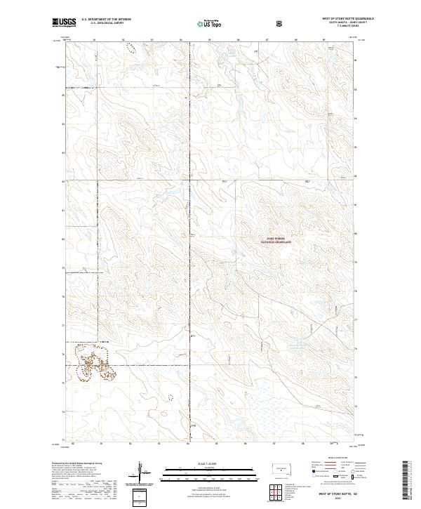 West of Stony Butte, SD — USGS 7.5-minute topo (2021)