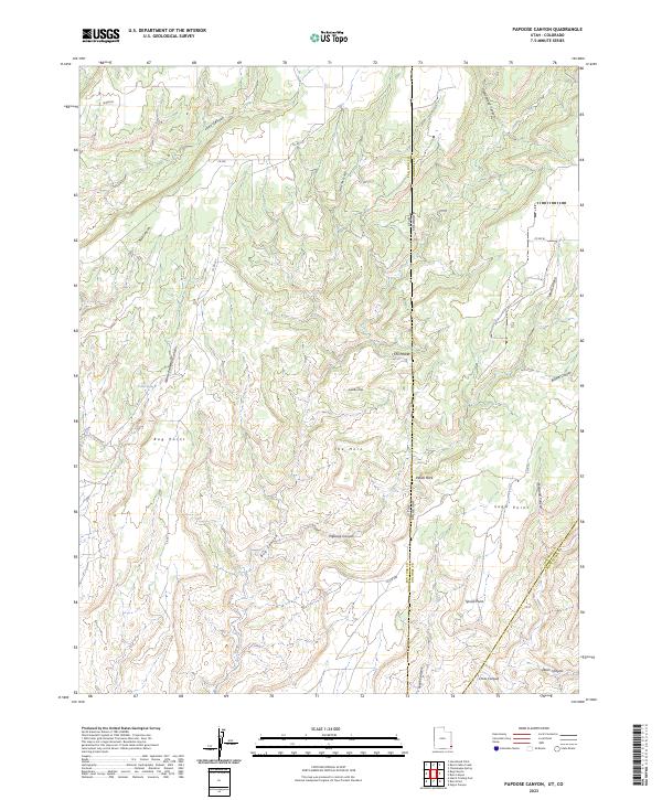 Papoose Canyon, UT-CO — USGS 7.5-minute topo (2023)