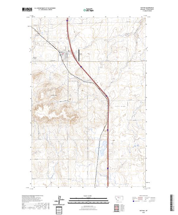 Dutton, MT — USGS 7.5-minute topo (2024)