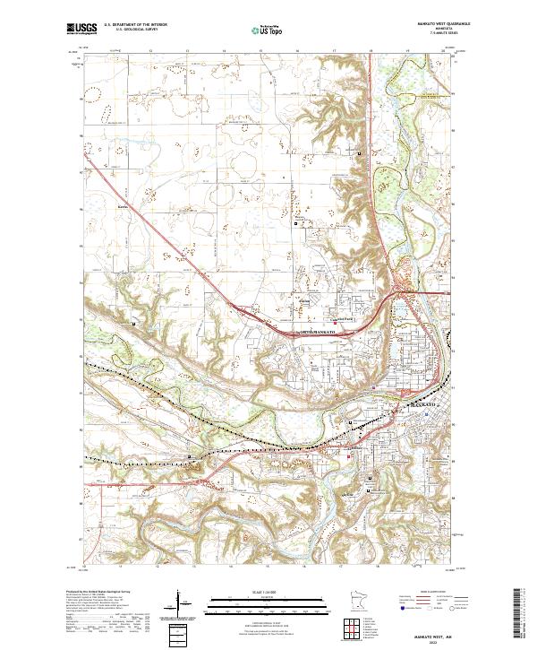Mankato West, MN — USGS 7.5-minute topo (2022)