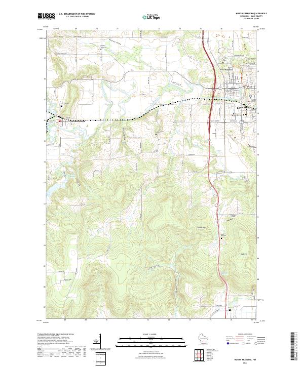North Freedom, WI — USGS 7.5-minute topo (2022)