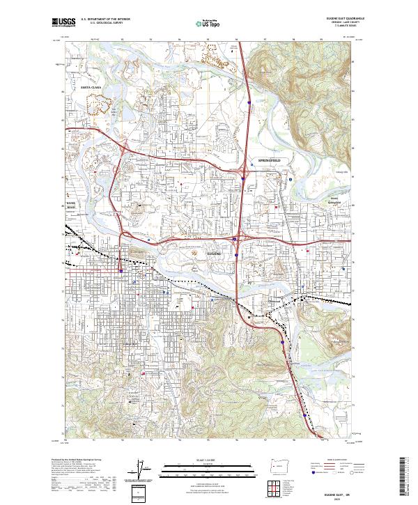 Eugene East, OR — USGS 7.5-minute topo (2023)