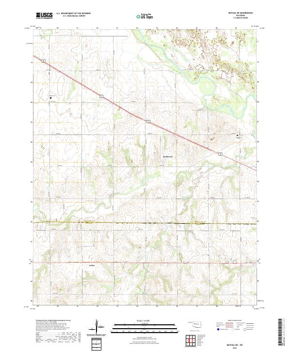 Mutual NE, OK — USGS 7.5-minute topo (2022)