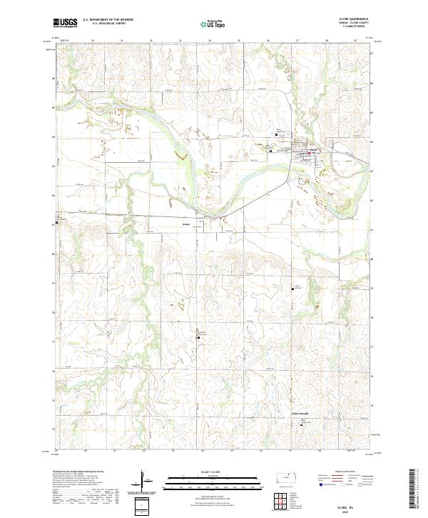Clyde, KS — USGS 7.5-minute topo (2022)