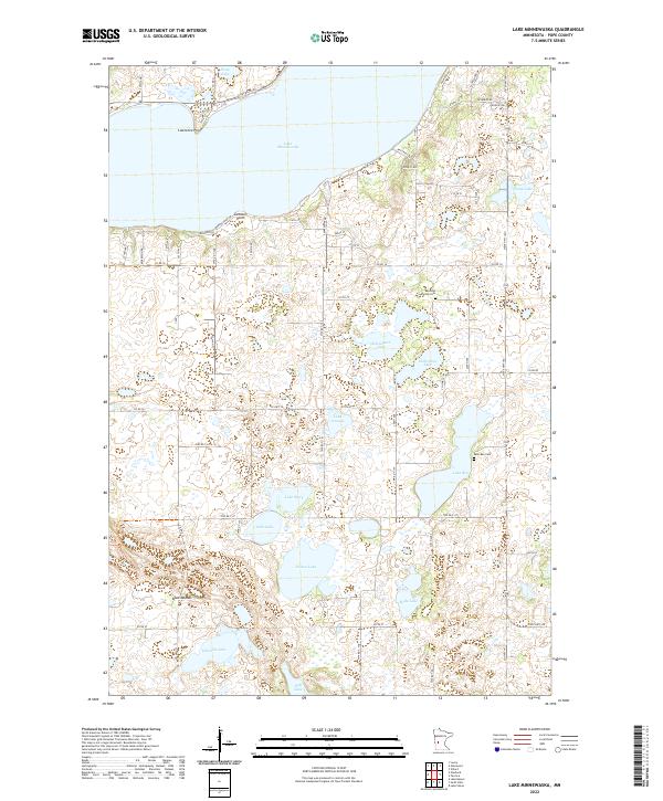 Lake Minnewaska, MN — USGS 7.5-minute topo (2022)