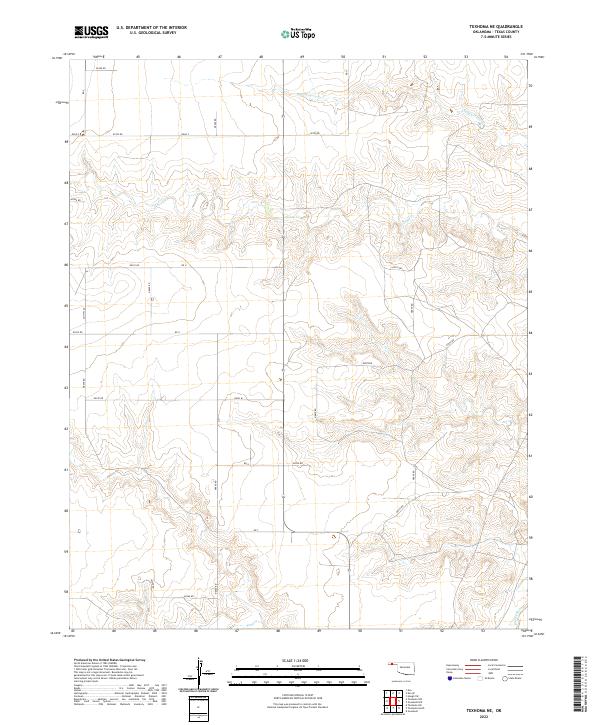 Texhoma NE, OK — USGS 7.5-minute topo (2022)