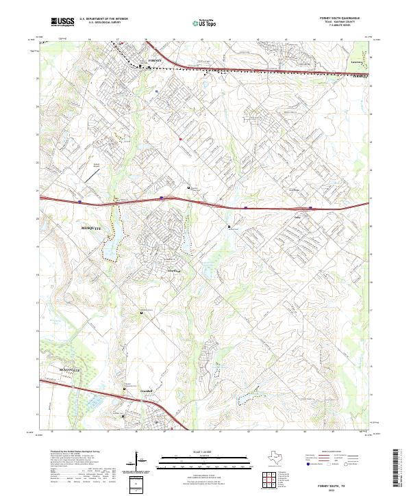 Forney South, TX — USGS 7.5-minute topo (2022)