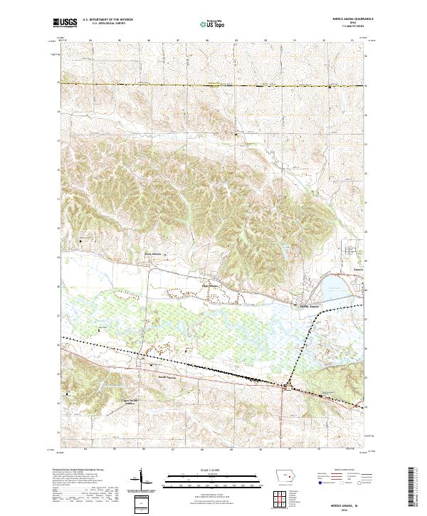 Middle Amana, IA — USGS 7.5-minute topo (2022)