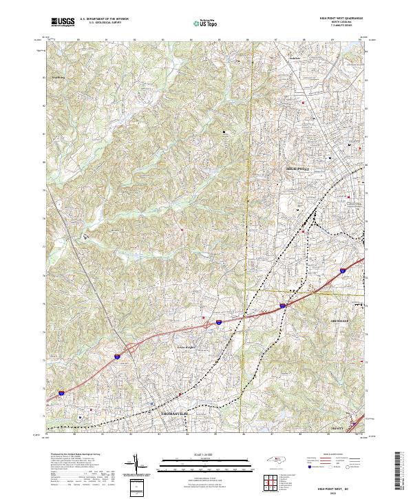 High Point West, NC — USGS 7.5-minute topo (2022)