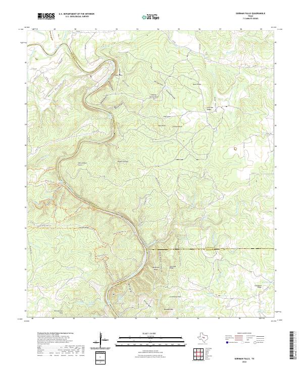 Gorman Falls, TX — USGS 7.5-minute topo (2022)