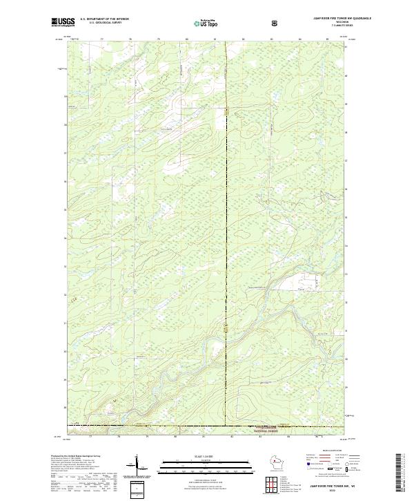 Jump River Fire Tower NW, WI — USGS 7.5-minute topo (2022)