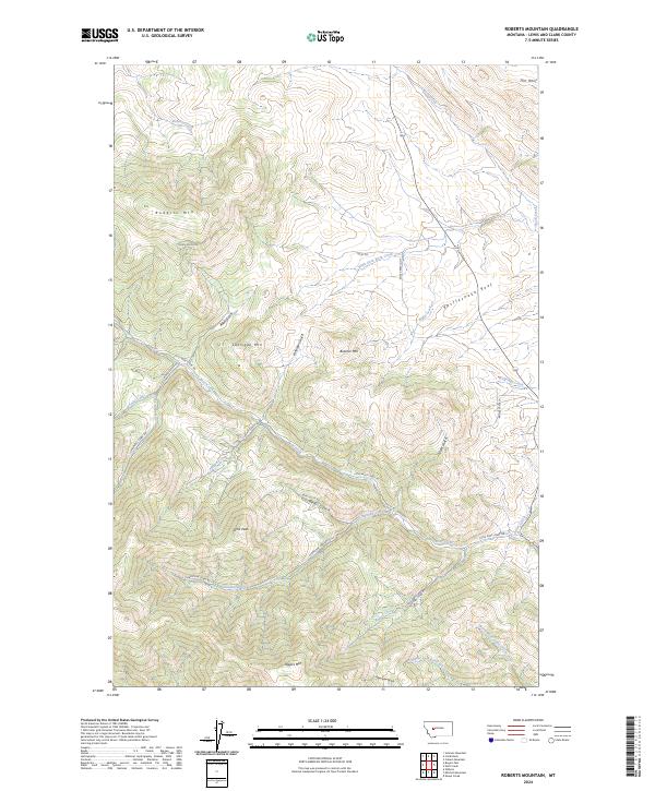 Roberts Mountain, MT — USGS 7.5-minute topo (2024)